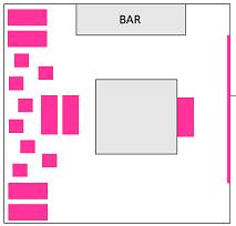 A plan showing the layout of the balcony bar.